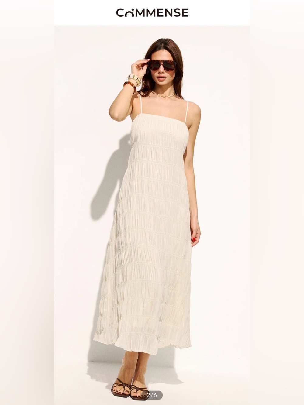 Commense Smocked Tiered Cami Maxi Dress